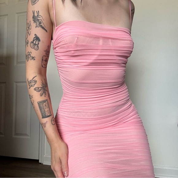 House of CB Pink Sofia Ruched Maxi Dress Size XS - Picture 2 of 4